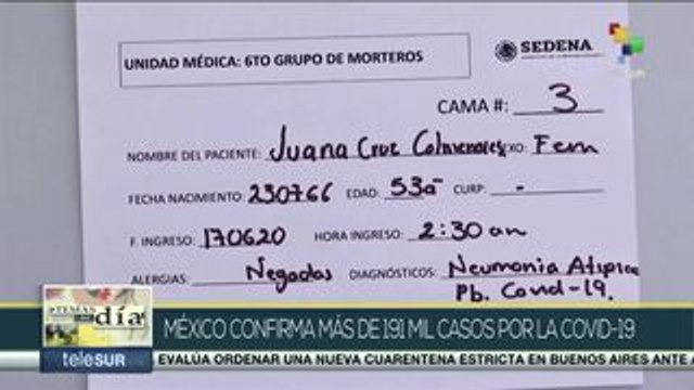 México: más de 190 mil contagios y 23 mil defunciones por COVID-19
