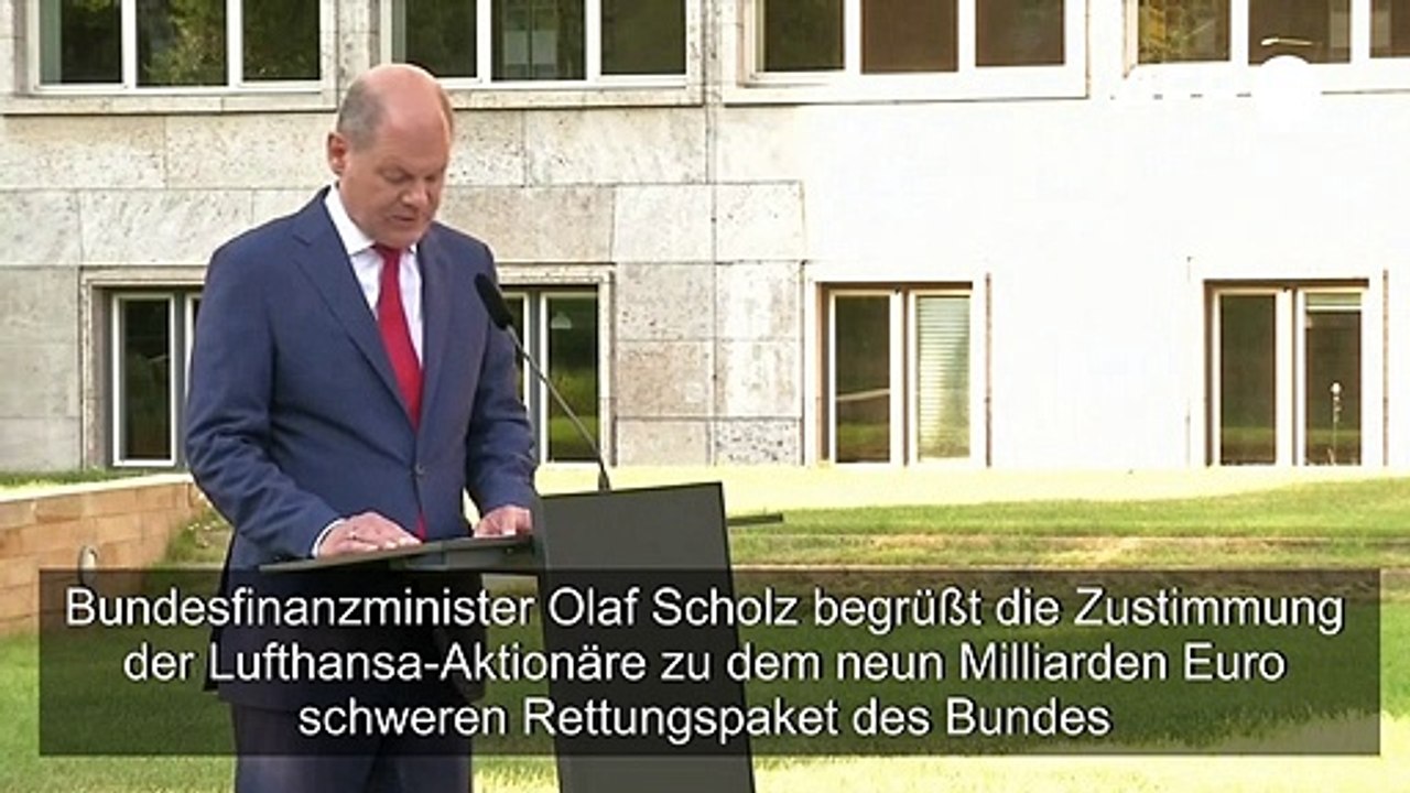 Scholz begrüßt Zustimmung der Lufthansa-Aktionäre zum Rettungspaket