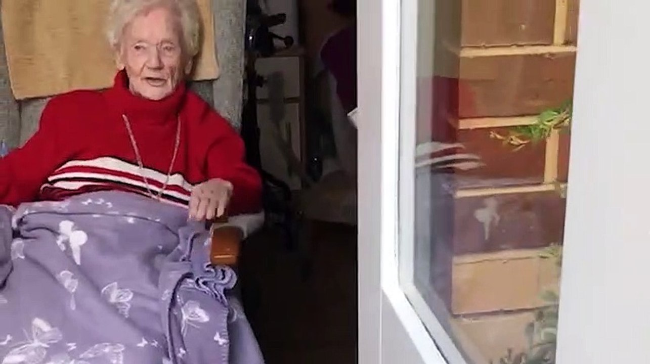 Rose Caffrey birthday enjoys a rendition of These Boots Were Made for Walking on her 100th birthday