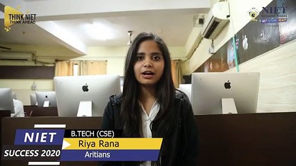 NIET SUCCESS 2020 | Riya Rana (B.TECH- Computer Science Engg.)