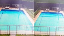 Site havuzunun kamerası depremin şiddetini gözler önüne serdi