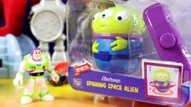 Toy Story 4 Buzz Lightyear & Woody Open Electronic Spinning Alien Toy At Imaginext Pizza Planet