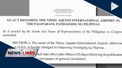 Renaming of NAIA pushed in Lower House