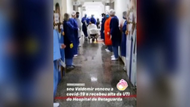 Paciente recebe alta da UTI do Hospital de Retaguarda e sai aplaudido