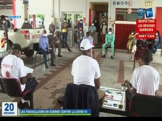 RTG - Sensibilisation sur les mesures barrières de la COVID-19 faite par les responsables de L’Union des Travailleurs du Gabon (UTG)