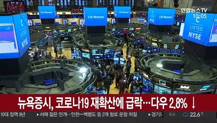 뉴욕증시, 코로나19 재확산에 급락…다우 2.8% ↓
