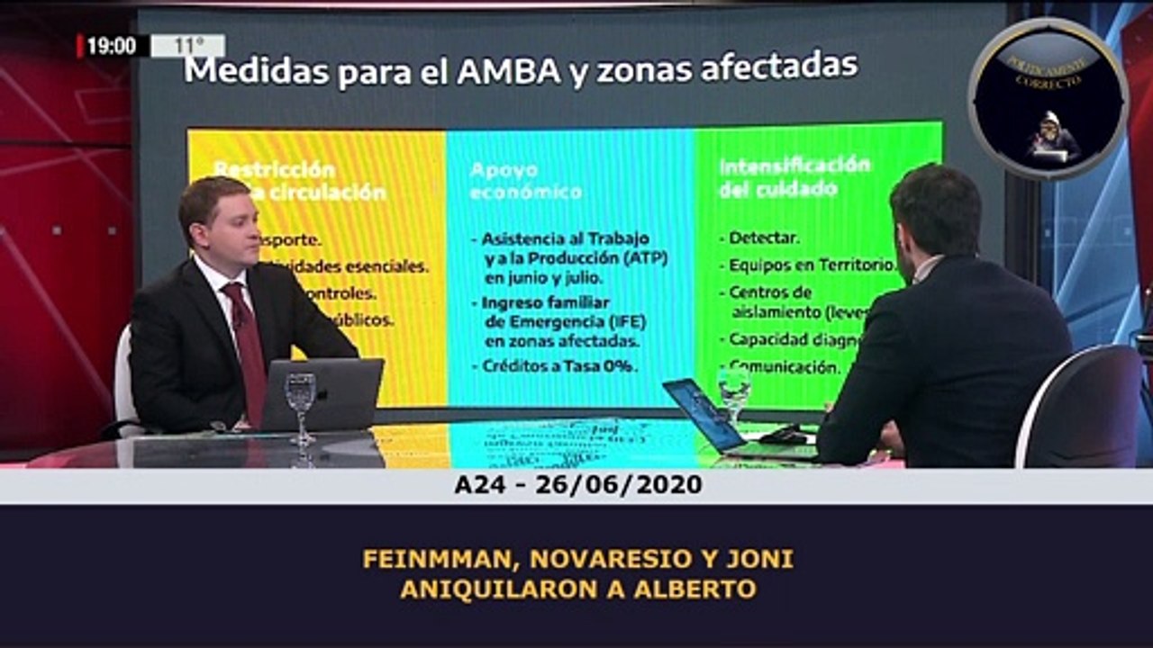 EL PASE: Joni, Novaresio y Feinmann aniquilaron a alberto  por la cuarentena.