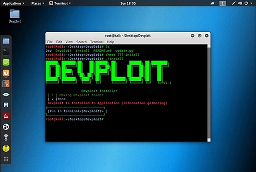 Devploit Information Gathering tools Kali Linux