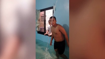 Family Turn Empty Room Into Swimming Pool