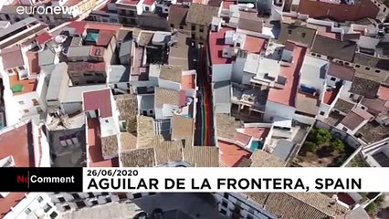 50 years of Pride: Spanish knitters fly a handmade giant rainbow flag