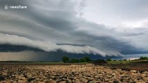 Daunting storm clouds sweep across the Wisconsin sky