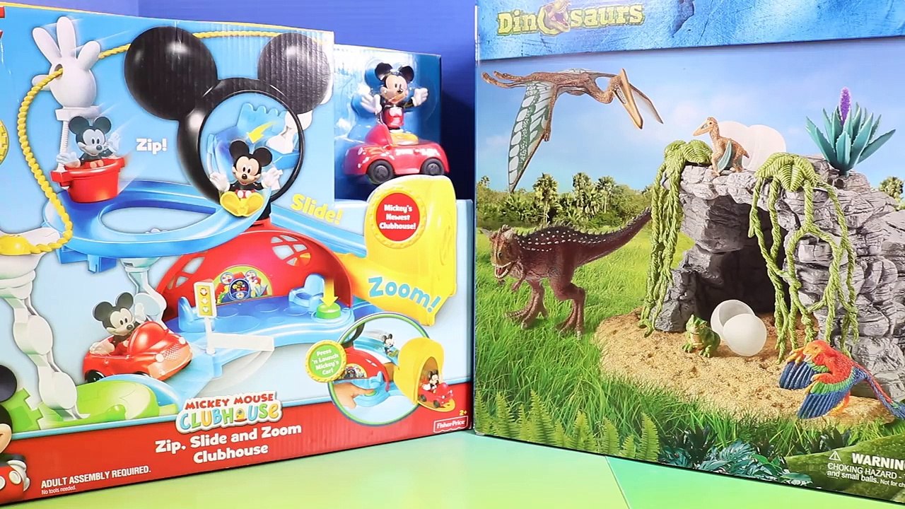 Mickey Mouse Clubhouse Zip Slide And Zoom Playset Mickey Visits Dinosaur Park And Hatches Baby Dino