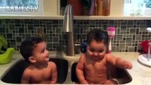 FUNNIEST TWIN BABIES Laughing at MOM - Cute Babies in Sink