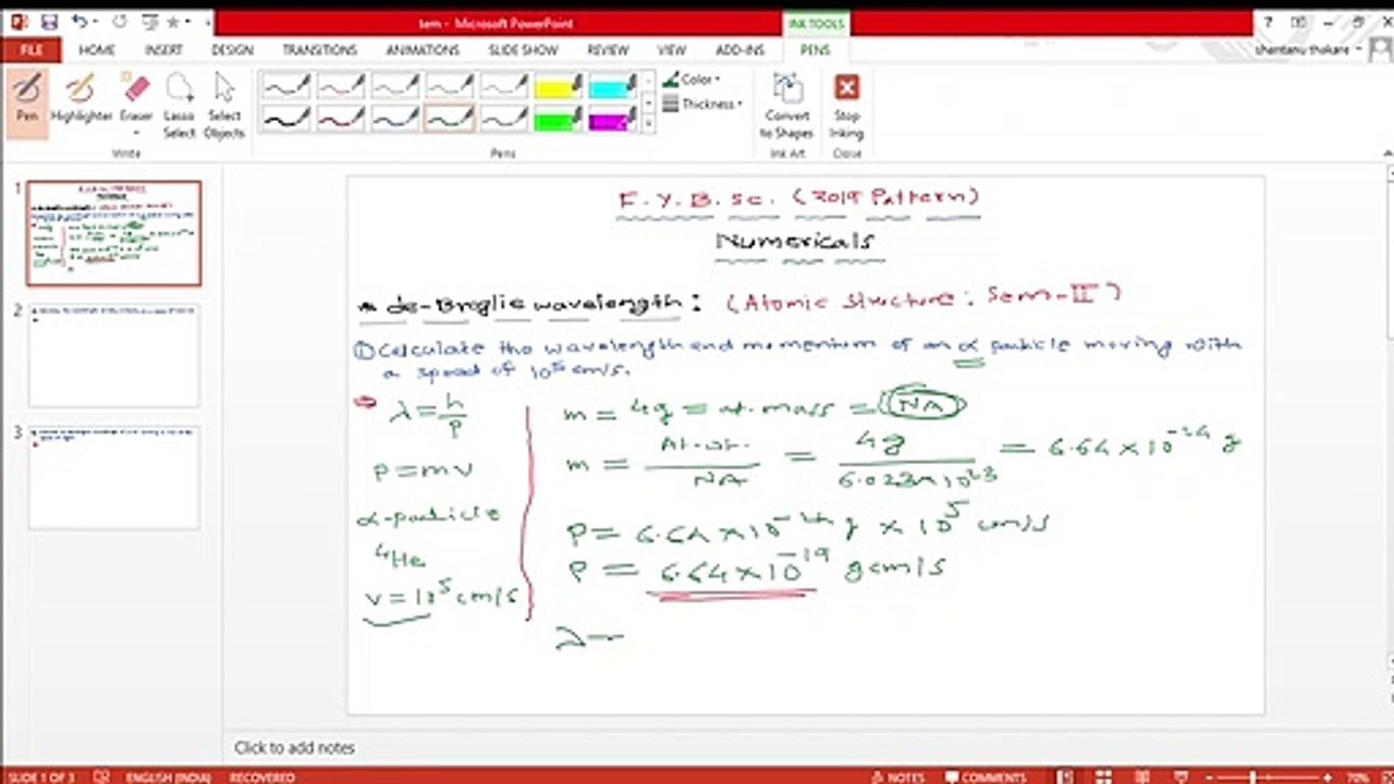 de-Broglie equation-III/Numerical
