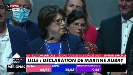 Municipales : la réaction de Martine Aubry après sa victoire