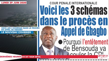 Le Titrologue du lundi 29 juin 2020: CPI/ voici les 3 schémas dans le procès en appel de Gbagbo