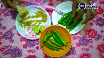 Kitchen- Stuffed Fried Green Chillies रसोई- भरवां तली हरी मिर्च #GreenChillies
