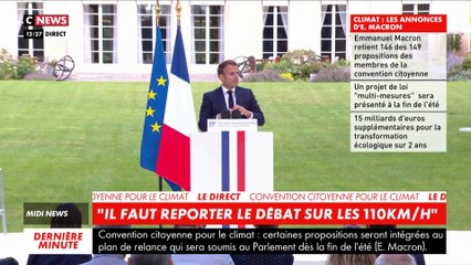 Emmanuel Macron à la Convention citoyenne : « Il faut reporter le débat sur les 110km/h»