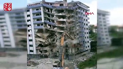 Yıkımı yapılan bina aniden çöktü; o anlar kamerada