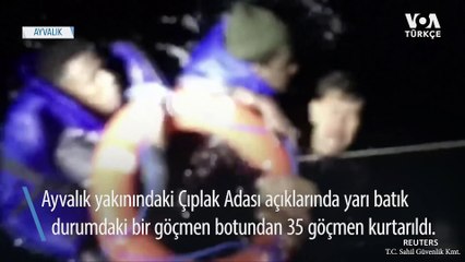 Ayvalık Açıklarında 35 Göçmen Kurtarıldı