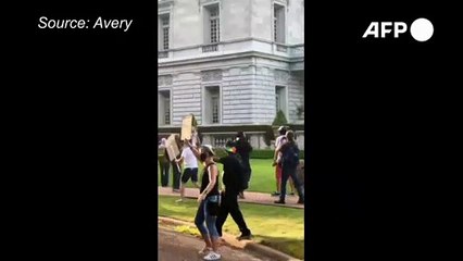 U.S. couple draw guns on protesters passing their mansion
