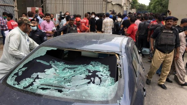 Terrorist attack at Karachi stock exchange in Pakistan