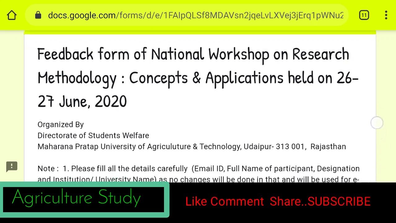 Feedback Certificate Of  National Workshop on Research Methodology _ Concepts MPUAT UDAIPUR