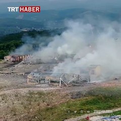 Patlama bölgesi havadan görüntülendi