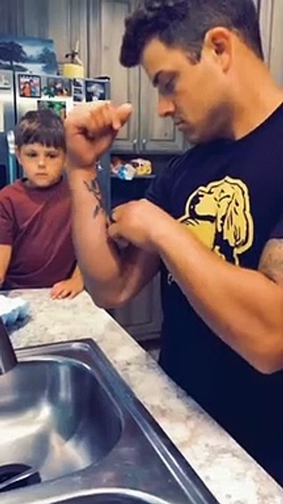 Bicep Curl Breaks Egg All Over Son's Face