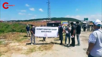 Aylardır ücretleri ödenmeyen inşaat işçilerinden basın açıklaması