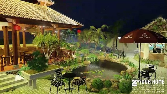 THIẾT KẾ CAFE SÂN VƯỜN NHÀ GỖ HỒ CÁ KOI ĐẸP NHƯ Ý'S CAFE TẠI BÌNH PHƯỚC 1300m2