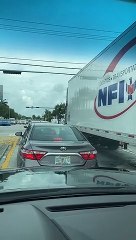 Truck Driver Helps Elderly Woman Cross the Street