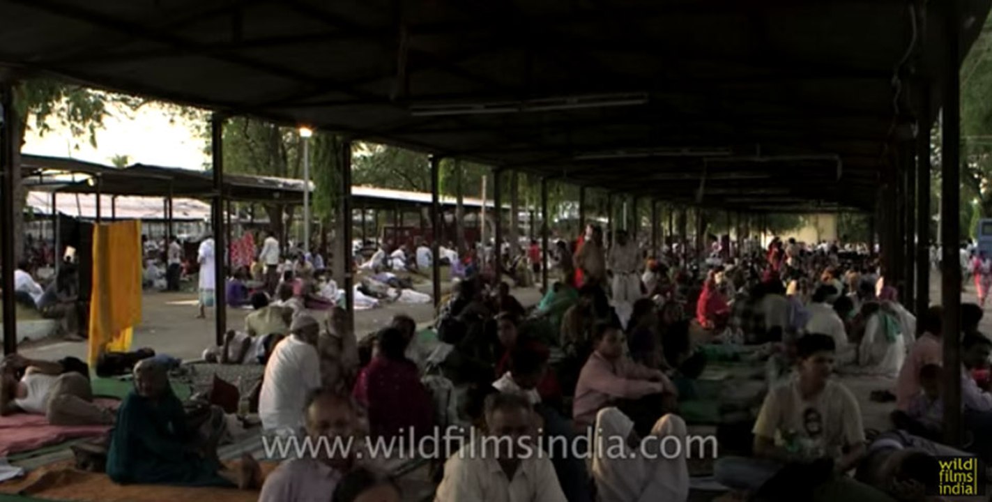 Crowd waits anxiously for the miracle process of fish remedy to begin