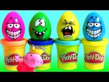 Play Doh Silly Faces Surprise Eggs ❤ Learn Colors with Peppa Pig Play-Doh Stampers