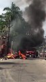 सहारनपुर में ट्रांसफार्मर पटकने से गम्भीर हादसा, 3 झुलसे, 3 वाहन जले