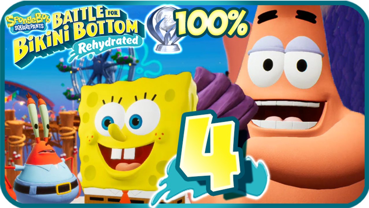 SpongeBob Battle for Bikini Bottom Rehydrated 100% Walkthrough Part 4 (PS4) Goo Lagoon
