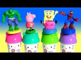 Learn Colors with Play Doh Hello Kitty Using Play-Doh Stampers Peppa Pig, Hulk, SpongeBob, Spiderman