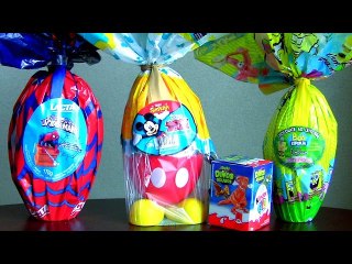 Descargar video: Giant Easter Spiderman Egg Surprise, Kinder Dinosaur, Giant Mickey Egg Surprise, SpongeBob Funtoys