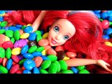 Little Mermaid Ariel Swimming in Pool of MandM's Chocolate Surprise with Disney Finding Dory Surprises