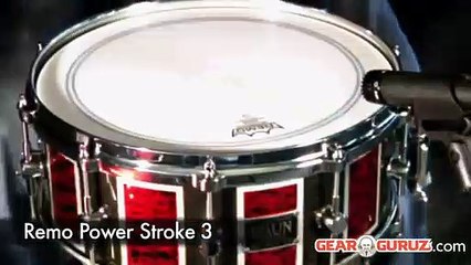 Remo Batter Snare Drum Heads: Head to Head Comparison for Coated Ambassador, PowerStroke 3, and Controlled Sound Black Reverse Dot [GearGuruz]