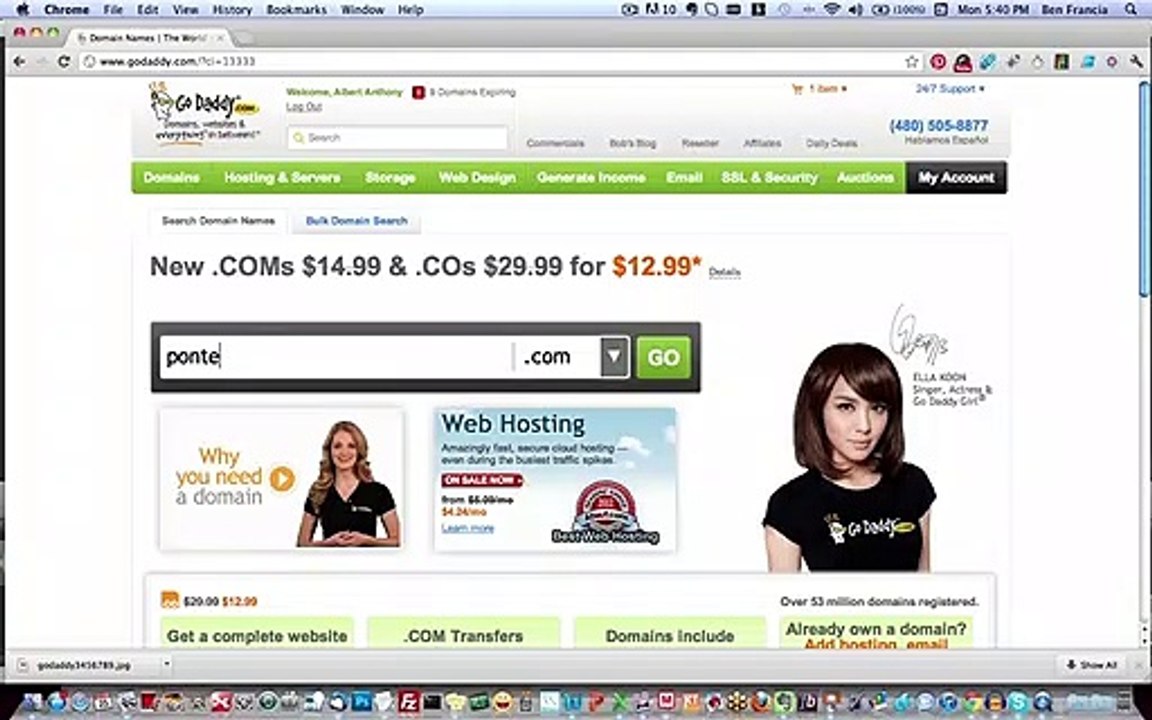 Ben Francia - How to Register a Domain Name with GoDaddy