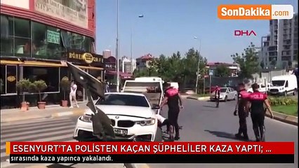 Polisten kaçan lüks aracın kaza anı kameraya yansıdı