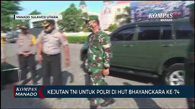 Kejutan Danrem 131 Santiago Kepada Kapolresta Manado Di Hut Bhayangkara Ke-74