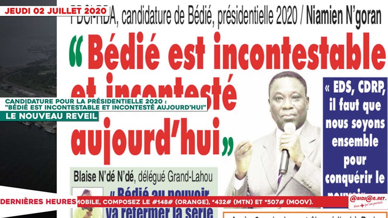 Le Titrologue du 02 Juillet 2020 : Candidature pour la présidentielle 2020, Bédié est incontestable et incontesté aujourd’hui