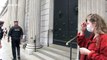 Extinction Rebellion block Bank of England entrance with string causing a 