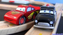 Wood Cars Sheriff Race n Chase Radiator Springs Race Track Playset Disney Pixar Metallic Mcqueen
