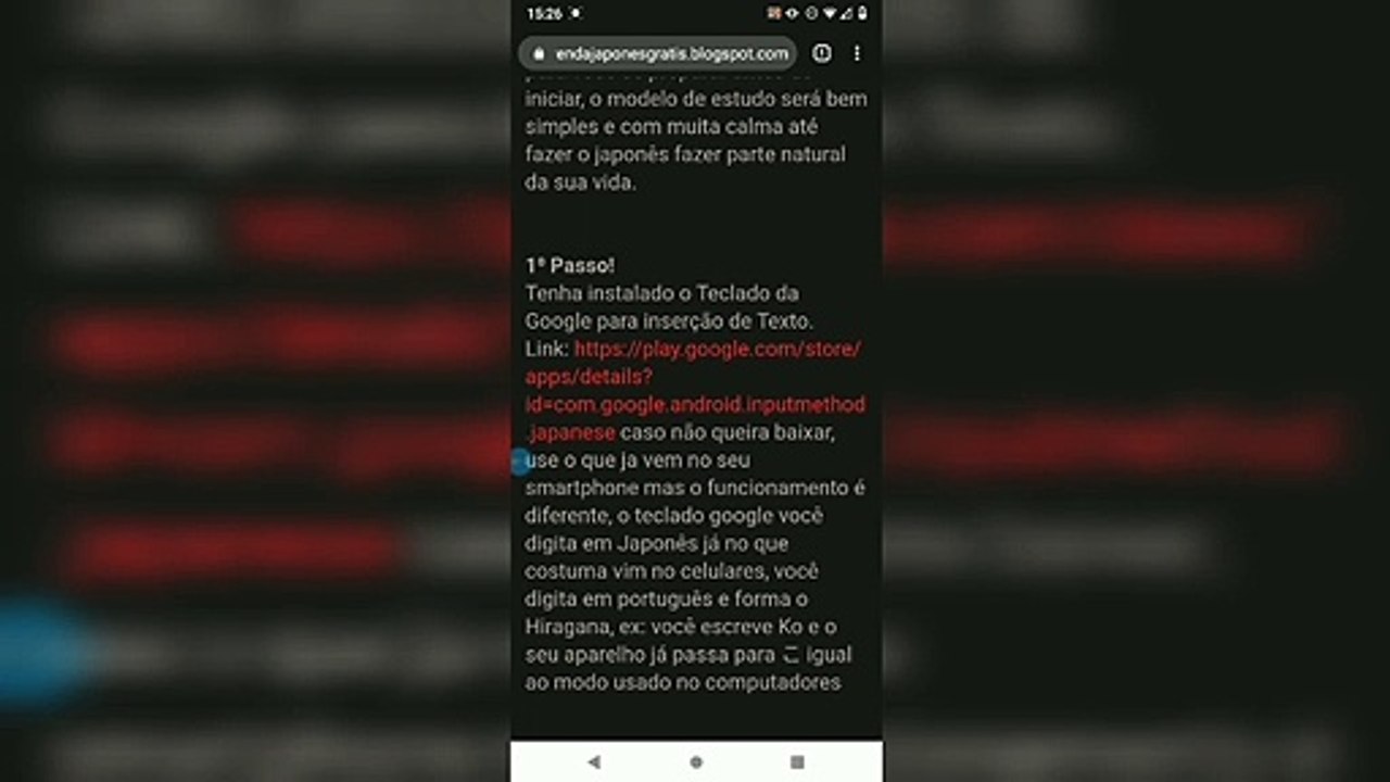 Teclado Japonês do Smartphone x Google