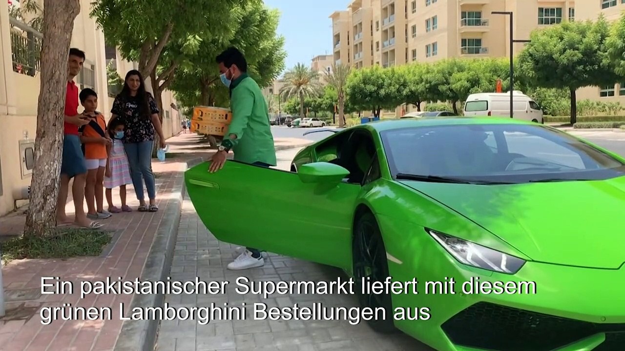 Supermarkt in Dubai liefert Mangos im Lamborghini aus
