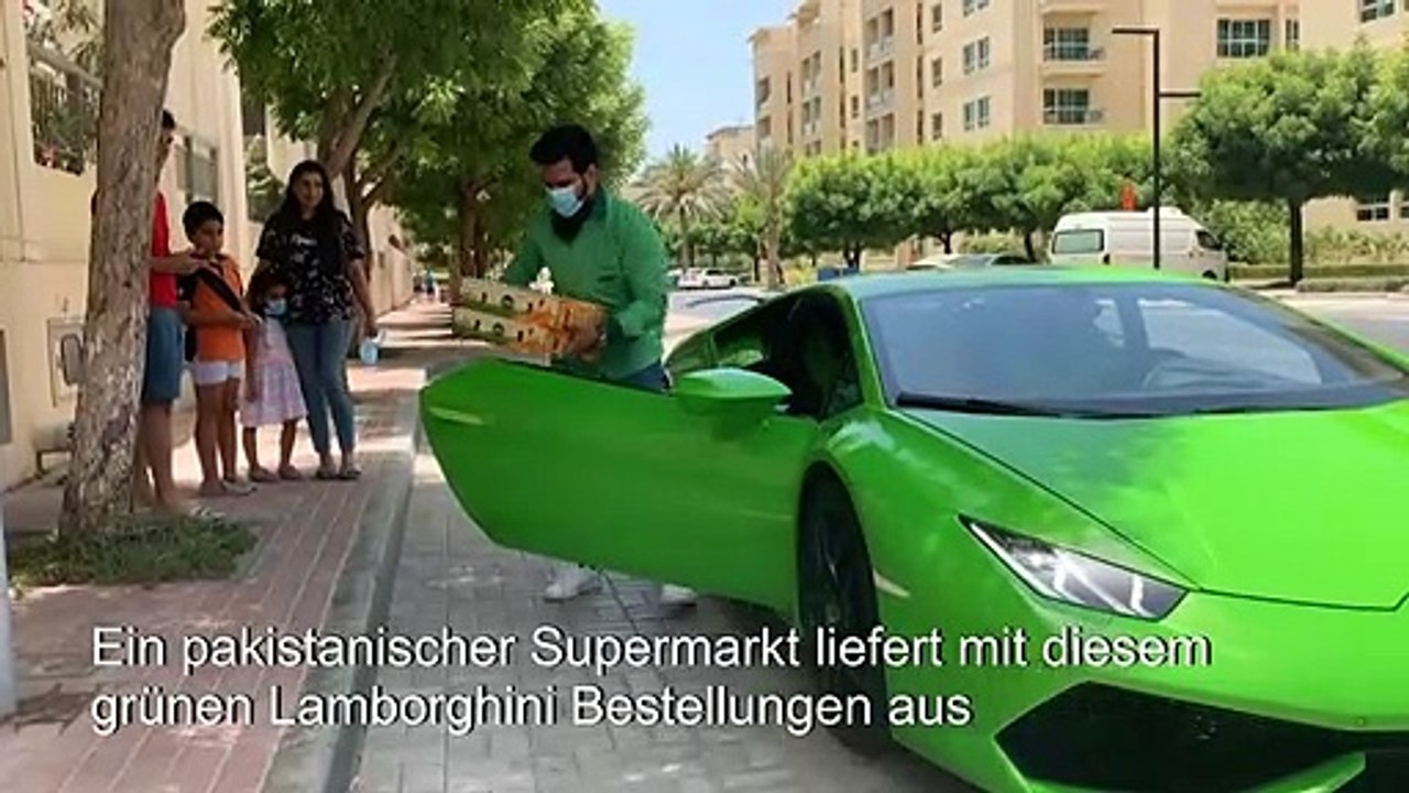 Supermarkt in Dubai liefert Mangos im Lamborghini aus