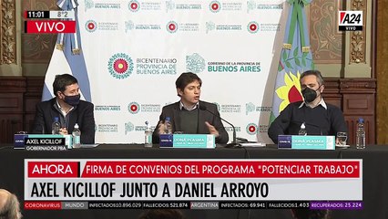 Axel Kicillof firma el convenio "Potenciar trabajo"